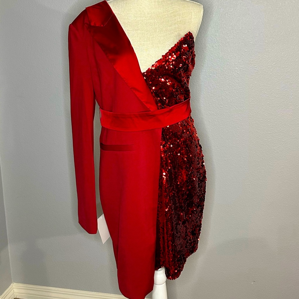 Hot red tuxedo dress